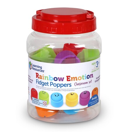 Learning Resources Rainbow Emotions Fidget Poppers Classroom Set, 24PK LER5572